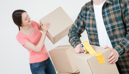 Professional mover loading boxes for a Watford man and van job