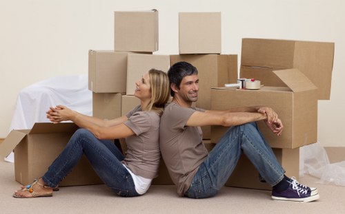 Watford house move with helper carrying boxes