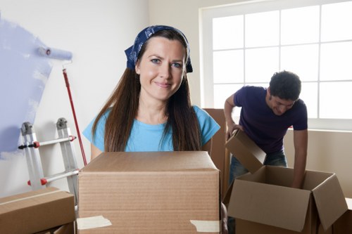 Office furniture and equipment prepared for a commercial move