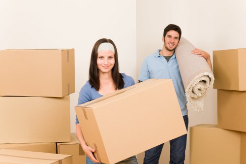 Preparation checklist and packed boxes ready for moving truck service