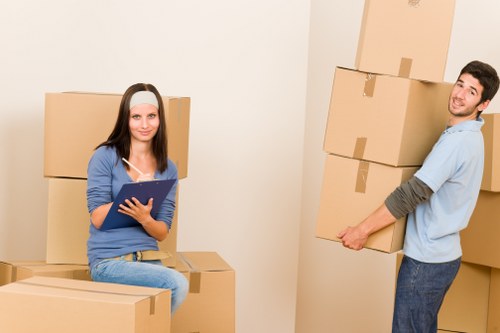 Removal van and movers preparing for a Watford property move